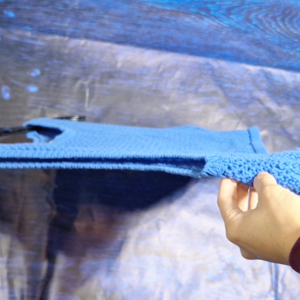 Offline blue  knitted cropped top - Picture 3 of 7